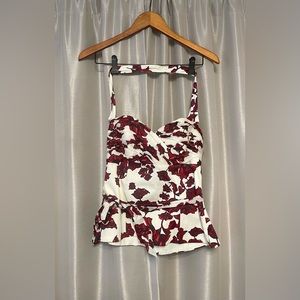 Gorgeous, white and red floral bustier from White House Black market